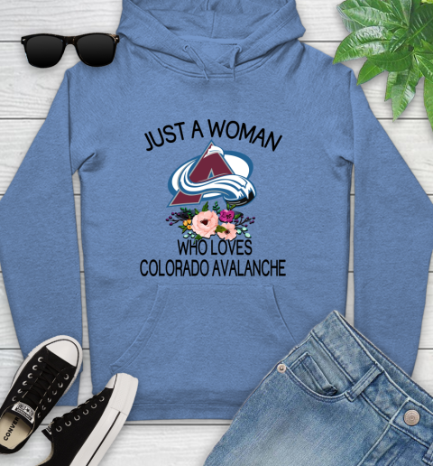 NHL Just A Woman Who Loves Colorado Avalanche Hockey Sports Youth Hoodie 8