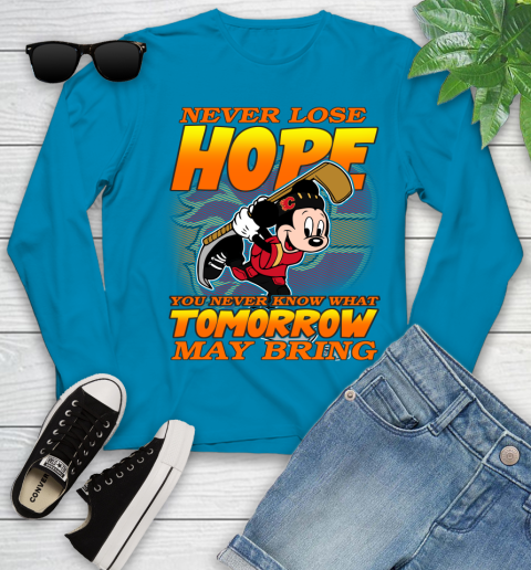 Calgary Flames NHL Hockey ootball Mickey Disney Never Lose Hope Youth Long Sleeve 8
