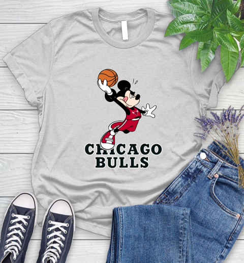 NBA Basketball Chicago Bulls Cheerful Mickey Mouse Shirt Women's T-Shirt 2