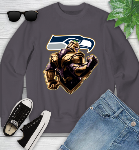 NFL Thanos Avengers Endgame Football Sports Seattle Seahawks Youth Sweatshirt 6