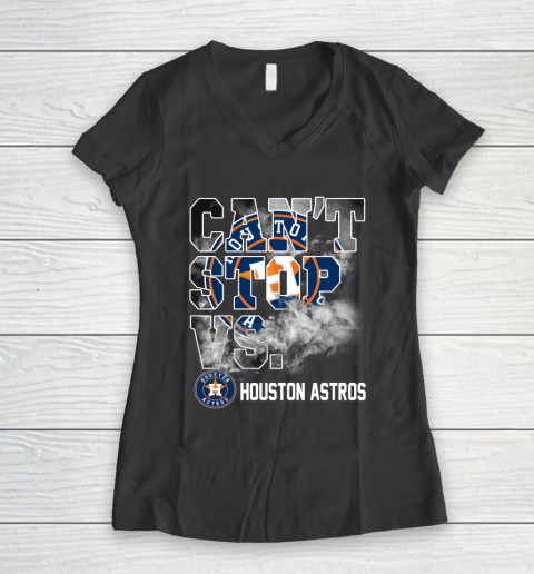MLB Houston Astros Baseball Can't Stop Vs Houston Astros Women's V-Neck T-Shirt 6