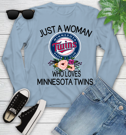 MLB Just A Woman Who Loves Minnesota Twins Baseball Sports Youth Long Sleeve 6