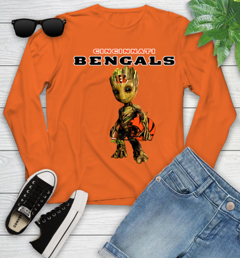 Cincinnati Bengals NFL Football Groot Marvel Guardians Of The Galaxy Youth Long Sleeve 4