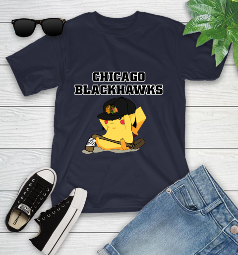 NHL Pikachu Hockey Sports Chicago Blackhawks Youth T-Shirt 3