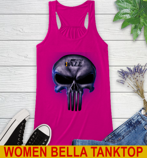 Utah Jazz NBA Basketball Punisher Skull Sports Racerback Tank 6