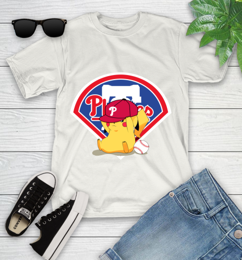 MLB Pikachu Baseball Sports Philadelphia Phillies Youth T-Shirt
