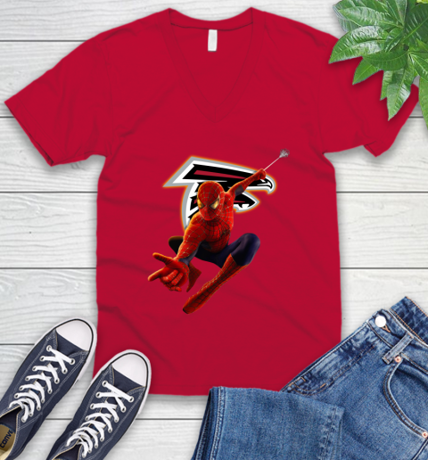 NFL Spider Man Avengers Endgame Football Atlanta Falcons V Neck T Shirt