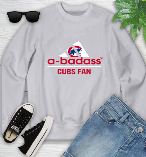 MLB A Badass Chicago Cubs Fan Adidas Baseball Sports Youth Sweatshirt 3