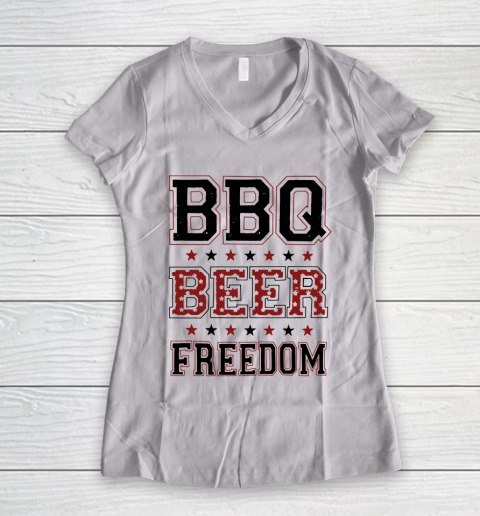 BBQ Beer Freedom Trump Fan Women's V-Neck T-Shirt