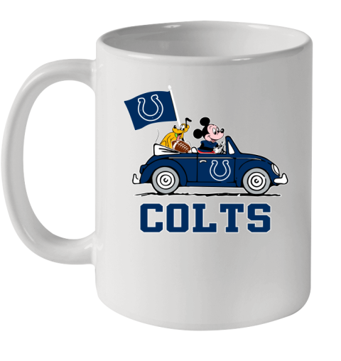 NFL Football Indianapolis Colts Pluto Mickey Driving Disney Shirt Ceramic Mug 11oz