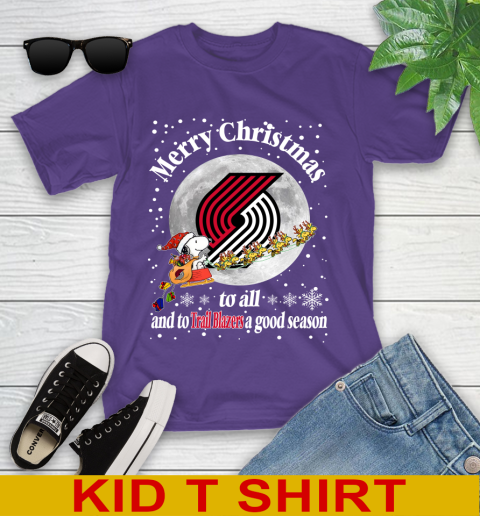 Portland Trail Blazers Merry Christmas To All And To Trail Blazers A Good Season NBA Basketball Sports Youth T-Shirt 3