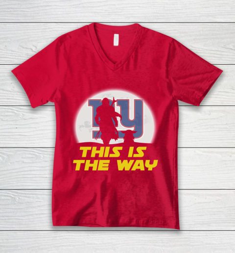 New York Giants NFL Football Star Wars Yoda And Mandalorian This Is The Way V-Neck T-Shirt 6