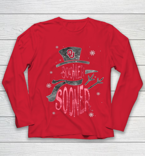 Oklahoma Sooners Christmas Snowman Youth Long Sleeve 8