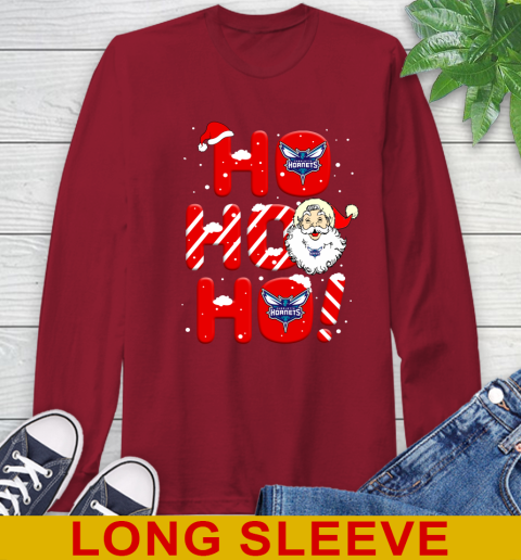 Charlotte Hornets NBA Basketball Ho Ho Ho Santa Claus Merry Christmas Shirt Long Sleeve T-Shirt 9