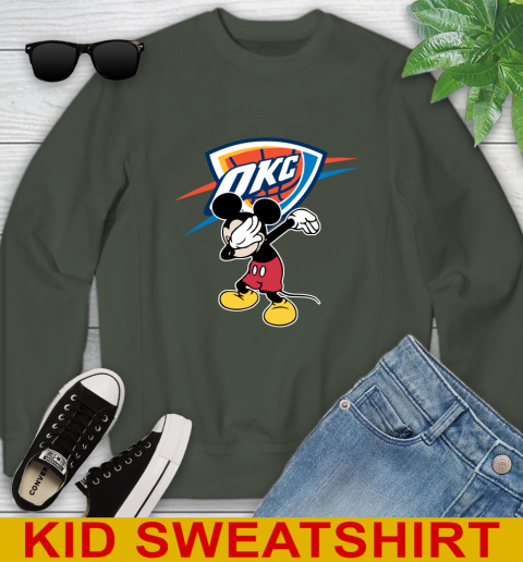 Oklahoma City Thunder NBA Basketball Dabbing Mickey Disney Sports Youth Sweatshirt 9