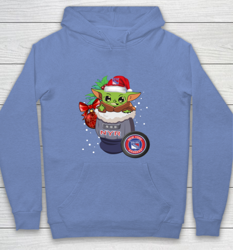 New York Rangers Christmas Baby Yoda Star Wars Funny Happy NHL Youth Hoodie 10