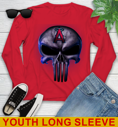 Los Angeles Angels MLB Baseball Punisher Skull Sports Youth Long Sleeve 11