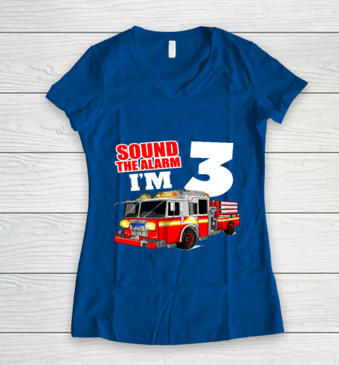 Kids Fire Truck 3rd Birthday T Shirt Boy Firefighter 3 Years Old Women's V-Neck T-Shirt 7
