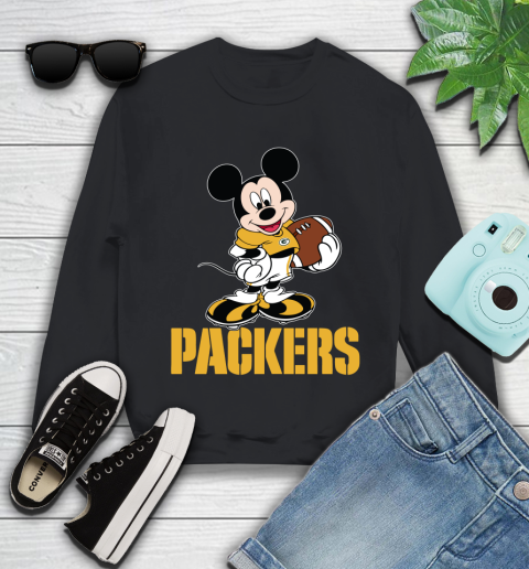 NFL Football Green Bay Packers Cheerful Mickey Mouse Shirt Youth Sweatshirt