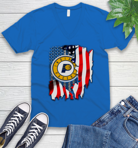 Indiana Pacers NBA Basketball American Flag V-Neck T-Shirt 5