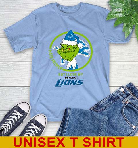 Detroit Lions NFL Christmas Grinch I Hate People But I Love My Favorite Football Team T-Shirt 11