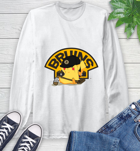 NHL Pikachu Hockey Sports Boston Bruins Long Sleeve T-Shirt