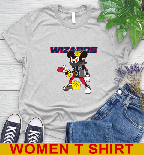 Washington Wizards NBA Basketball Mickey Peace Sign Sports Women's T-Shirt
