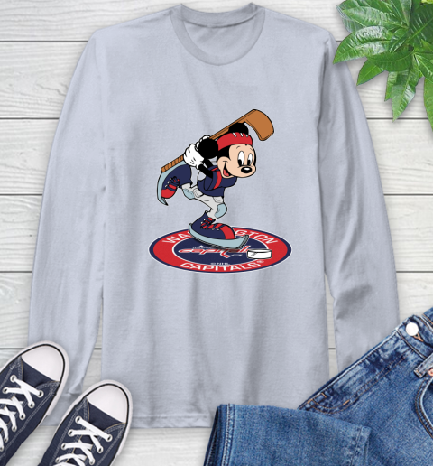NHL Hockey Washington Capitals Cheerful Mickey Disney Shirt Long Sleeve T-Shirt 6