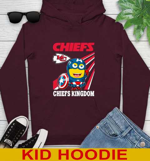 NFL Football Kansas City Chiefs Captain America Marvel Avengers Minion Shirt Youth Hoodie - Image 8