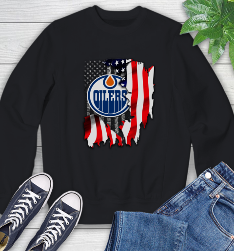 Edmonton Oilers NHL Hockey American Flag Sweatshirt