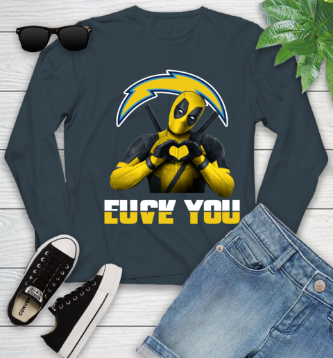 NHL San Diego Chargers Deadpool Love You Fuck You Football Sports Youth Long Sleeve 9