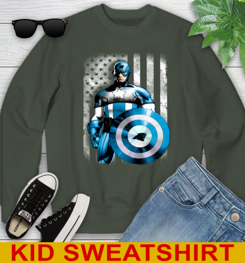 Carolina Panthers NFL Football Captain America Marvel Avengers American Flag Shirt Youth Sweatshirt 8