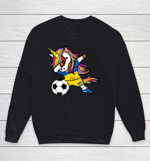 Dabbing Unicorn Ukraine Football Ukrainian Flag Soccer Youth Sweatshirt