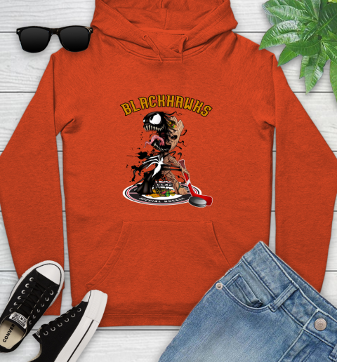 NHL Chicago Blackhawks Hockey Venom Groot Guardians Of The Galaxy Youth Hoodie 5