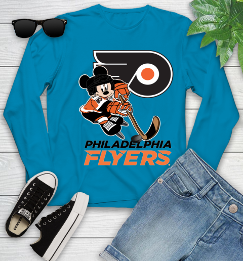 NHL Philadelphia Flyers Mickey Mouse Disney Hockey T Shirt Youth Long Sleeve 7