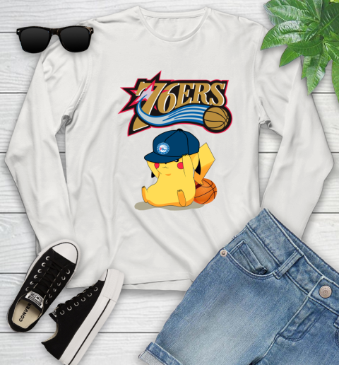 NBA Pikachu Basketball Sports Philadelphia 76ers Youth Long Sleeve 12
