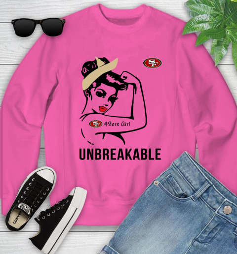 NFL San Francisco 49ers Girl Unbreakable Football Sports Youth Sweatshirt 3