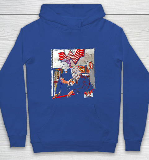Michael Myers and Jason Voorhees drinking Whataburger Youth Hoodie 6