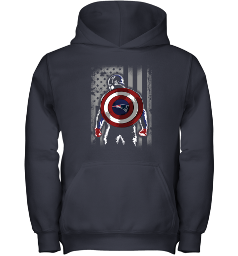 NFL New England Patriots Captain America Marvel Flag Football Sports 4KpISZ4WrxG youth hoodie 43 95 151514 front navy