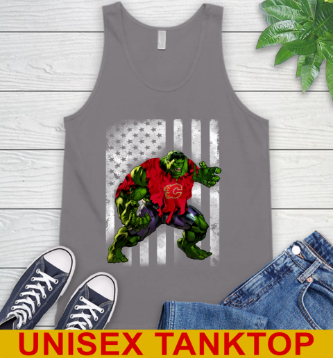Calgary Flames Hulk Marvel Avengers NHL Hockey American Flag Tank Top 6