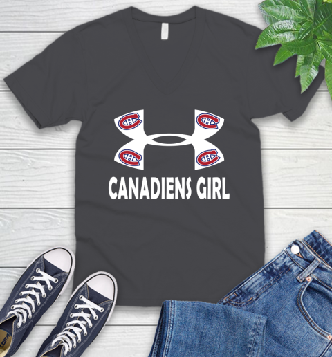 NHL Montreal Canadiens Girl Under Armour Hockey Sports V-Neck T-Shirt 4