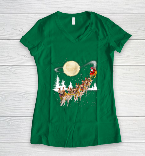 Golden Retriever Reindeer Christmas Women's V-Neck T-Shirt 3