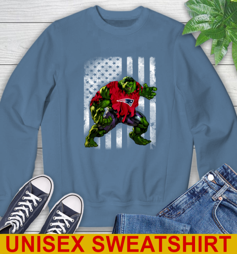 New England Patriots Hulk Marvel Avengers NFL Football American Flag Sweatshirt 10