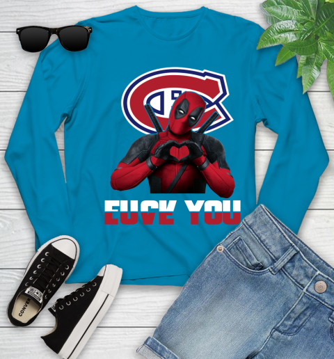 NHL Montreal Canadiens Deadpool Love You Fuck You Hockey Sports Youth Long Sleeve 8
