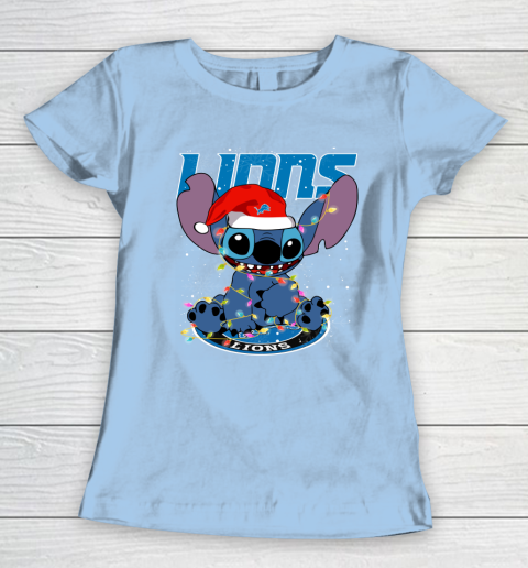 Detroit Lions NFL Football noel stitch Christmas Women's T-Shirt 4