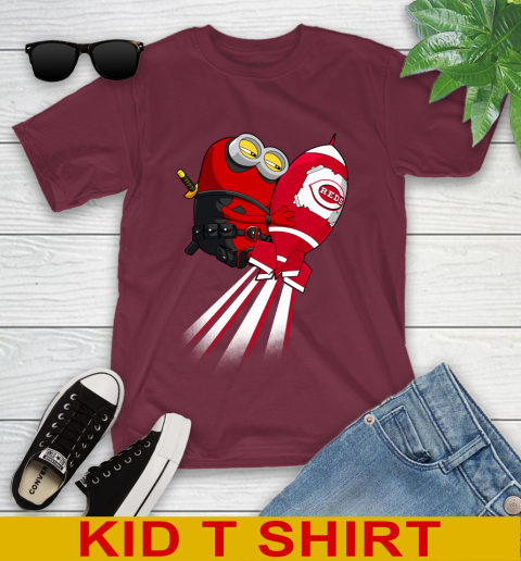 MLB Baseball Cincinnatim Reds Deadpool Minion Marvel Shirt Youth T-Shirt 5