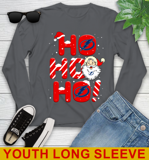 Tampa Bay Lightning NHL Hockey Ho Ho Ho Santa Claus Merry Christmas Shirt Youth Long Sleeve 9