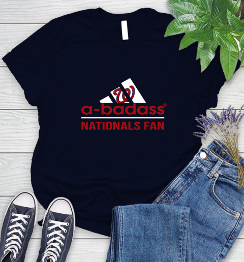 MLB A Badass Washington Nationals Fan Adidas Baseball Sports Women's T-Shirt 2