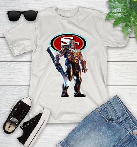 NFL Thanos Gauntlet Avengers Endgame Football San Francisco 49ers Youth T-Shirt 12