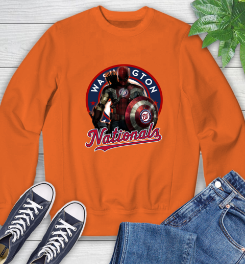 MLB Captain America Thor Spider Man Hawkeye Avengers Endgame Baseball Washington Nationals Sweatshirt 4